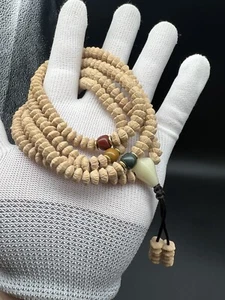 Collar de cuentas Bodhi de hoja dorada original de 8,5 x 4 mm de calidad 九华山金叶菩提脖挂➕玛瑙配饰 - Imagen 1 de 8