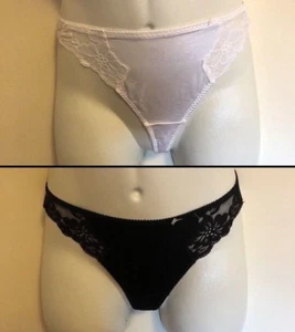 (2 Pack) White and Black Stretch Lace Tanga Panties Underwear Size 6 Medium - Picture 1 of 9