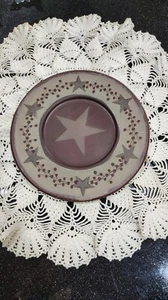 Primitive star wooden round berry 8" plate Becca - Picture 1 of 4