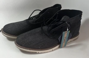 Toms Mens Size 10 Navi Hi Top Crosshatch Denim Chukka Boots Ankle Shoes 10014349 - Picture 1 of 4