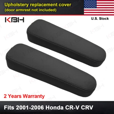 Ajuste 2001-2006 Honda CR-V CRV asiento delantero reposabrazos cuero PU cubierta embellecedor 2 piezas negro Foto 1 de 4