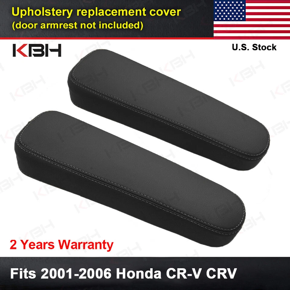 Ajuste 2001-2006 Honda CR-V CRV asiento delantero reposabrazos cuero PU cubierta embellecedor 2 piezas negro Foto 1 de 4