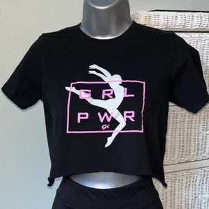 Bella + Canvas GK Girl Power Gymnastics T-Shirt Black Size 6 100% Cotton Cropped - Picture 1 of 4