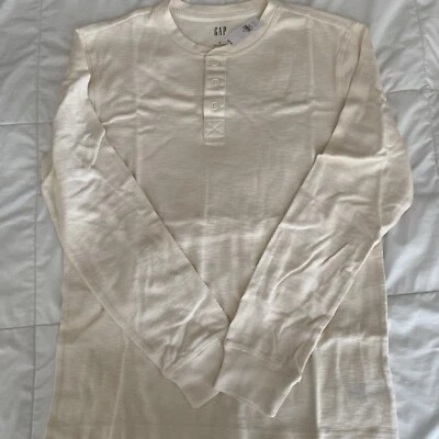 全新带标签 Gap 套衫男式 L 长袖华夫格亨利棉 T 恤 — 第 1/4 张图片