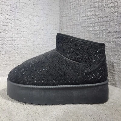 Botas al tobillo True Religion Terry para mujer talla 10M negras con pedrería plataforma EE. UU. Foto 1 de 4