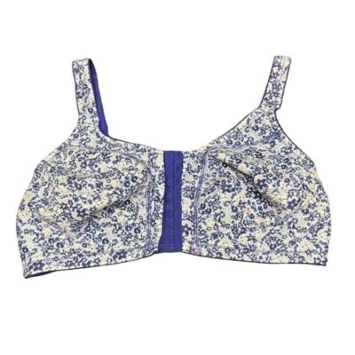 Sujetador Comfort Choice Talla 40D Floral Inalámbrico Sin Forro Azul Rosa Flor Cierre Frontal Foto 1 de 4