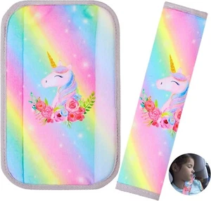 Car Seat Belt Covers for Kids 2 Packs Seat Belt Cushion Unicorn Car Seat Straps - Picture 1 of 12