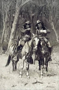 Lienzo repro Cheyenne Scouts Patrulling the Big Timber de Remington Giclee - Imagen 1 de 1