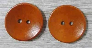 brown large wood sewing buttons crafts 2 holes 1 1/8 inch shiny set - Picture 1 of 2