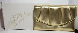 Borsa da sera vintage Avon oro lucido, pochette, borsetta 1978 foderata in raso - Foto 1 di 9