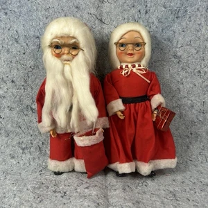 "Par de figuras de exhibición vintage de muñecas de Papá Noel y la señora Claus de 14,5"" vacaciones de Navidad" - Imagen 1 de 24