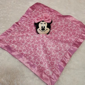 Disney Baby Mädchen rosa Minnie Mouse Lovey Sicherheitsdecke Rassel Satin Blumen - Bild 1 von 6