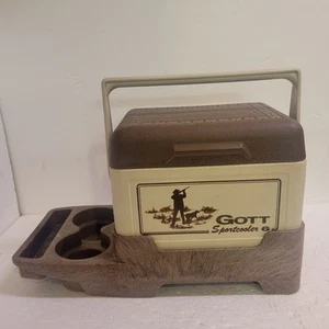 Vintage Gott Cooler Arm Rest Console Cup Holder Sportscooler 6 6pk Lunch Box - Picture 1 of 24