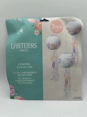 Faroles de fiesta de papel floral pastel Amscan 3 unidades nuevas Foto 1 de 4