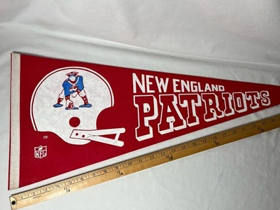Antigo New England Patriots Pennant Dead Stock Tamanho Completo - Imagem 1 de 3