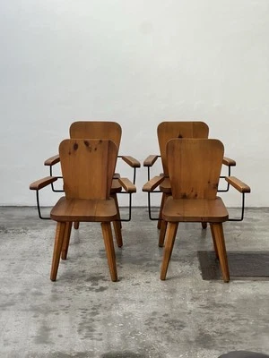 Brutalist Solid Wood Chairs Sculptural Design Perriand Chapo Mid Century - Bild 1 von 4
