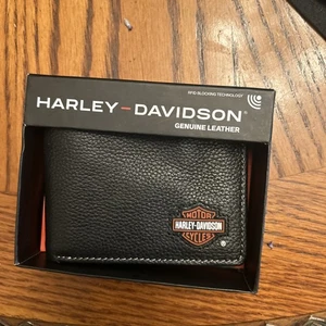 Cartera Harley Davidson Motocicletas Hombre Cuero Genuino Negra Nueva en Caja de Regalo - Imagen 1 de 5