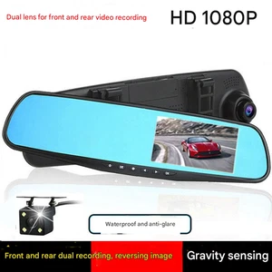 4.3’’ Mirror Dash Cam Dual Lens 1080P Front/Rear, Backup Camera + Multi-Language - Picture 1 of 10