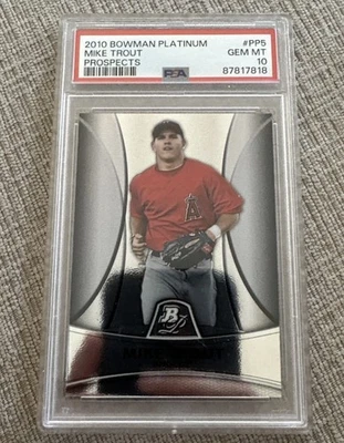 Bowman Platinum Prospects #PP5 2010 Mike Trout Angels radiocontrol novato PSA 10 GEMA como nuevo Foto 1 de 2
