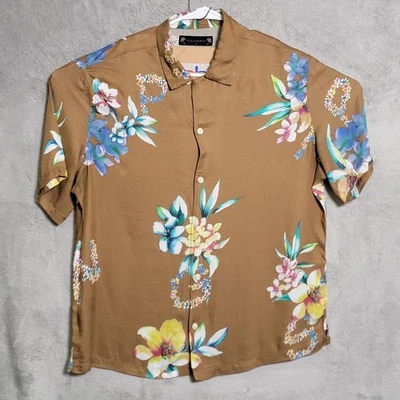 AllSaints Shirt Mens Medium Brown Hana SS Relaxed Fit Floral Hawaiian Aloha - image 1 of 4