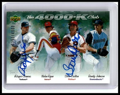 Upper Deck 4000k Club 2005/4000 - Firmado por Clemens y Carlton - Autenticado Foto 1 de 3