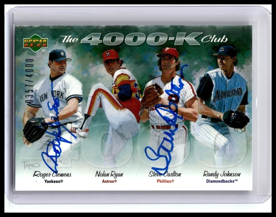 2005 Upper Deck 4000k Club /4000 - Signed by Clemens and Carlton - Authenticated - Image 1 of 3