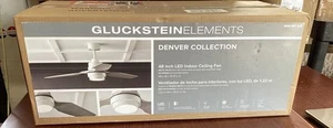 SEALED Glucksteinelements 48" Ceiling Fan Matte White w/LED Light&Remote B30 - Picture 1 of 2
