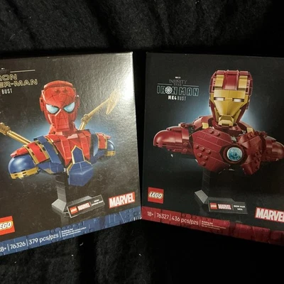 LEGO Marvel Iron Spider-Man Busto e Infinito Saga Iron Man Mk4 Busto Set Nuevo Foto 1 de 2