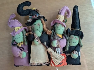 Neu Vintage Halloween gewichtetes Stofftier grüne Hexen Stoff Bildschirm Türstopper 🎃 - Bild 1 von 3