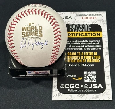 Bob Nightengale Signed 2016 World Series Baseball Autographed Auto Cubs JSA COA - Image 1 of 2