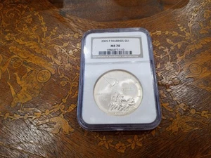 MS70 2005 P MS70 Marine Corps Commemorative Silver Dollar NGC - Picture 1 of 2