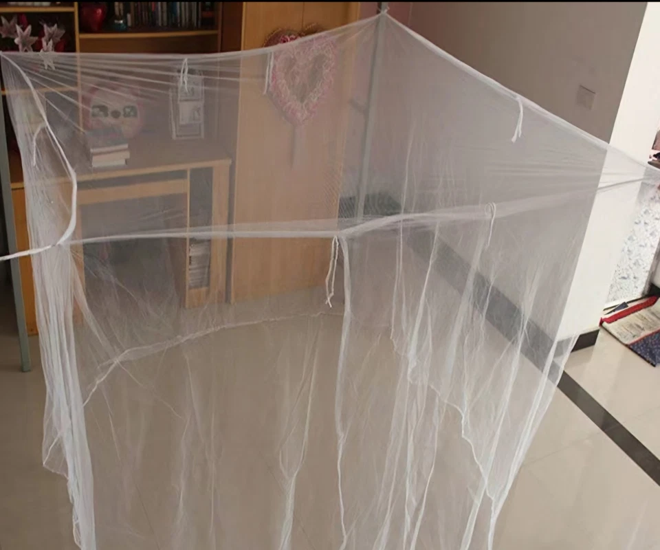 White traditional mosquito net with tie at top block mosquitoes and other pests  - Image 1 of 1