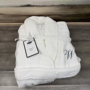 Williams Sonoma Chambers Hydrocotton Morgenmantel weiß monogrammiert Größe Small S neu mit Etikett - Bild 1 von 6