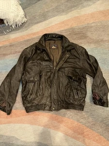 Chaqueta de bombardero vintage Canyon Ridge de cuero marrón envejecido para hombre talla 2XT años 90 - Imagen 1 de 13