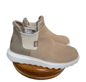 Bota de gamuza Hey Dude Branson para mujer 6 tostadas sin cordones al aire libre marrón claro NUEVA - Imagen 1 de 9