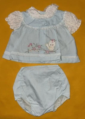 6m Blue Bird Flowers Baby Girl Vintage Cradle Togs Romper Outfit Waterproof TS1 - Image 1 of 4