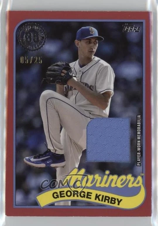 2024 Topps Series 2 1989 Topps Baseball Relics Red /25 George Kirby #89R2-GK - Image 1 of 2