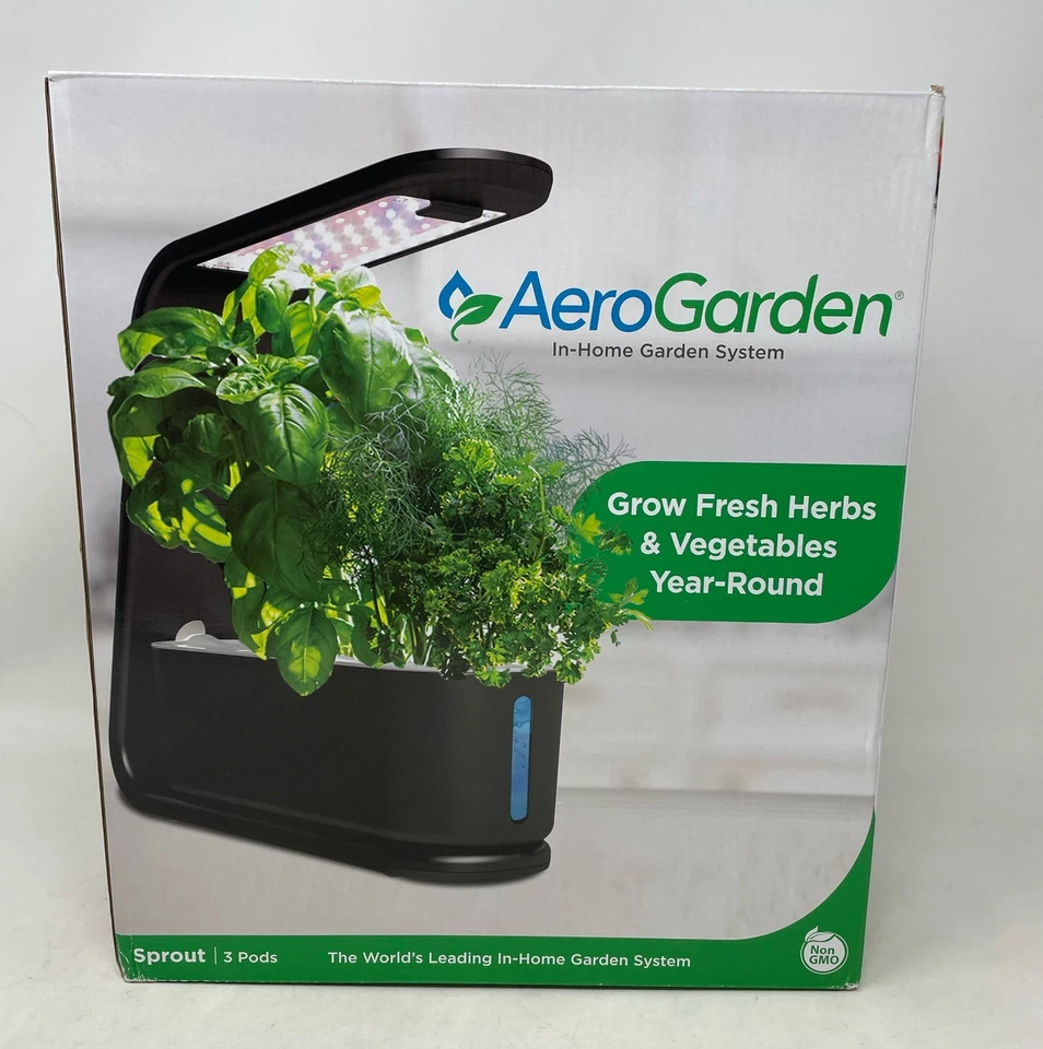 AeroGarden Black Sprout (2020 Model) 3 Pod All Year Garden Herbs and More