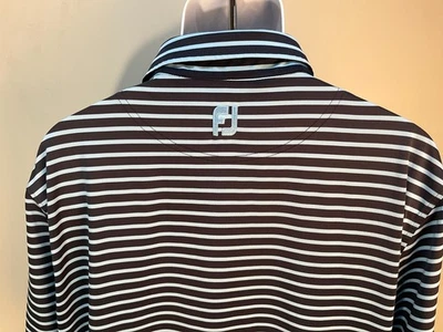 FootJoy FJ Men's blue striped short sleeve performance golf polo shirt XL EUC - Image 1 of 4