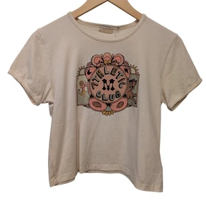 Mother The Itty Bitty Ringer Tee Athletic Club Short Sleeves Off-White Graphic - Picture 1 of 7