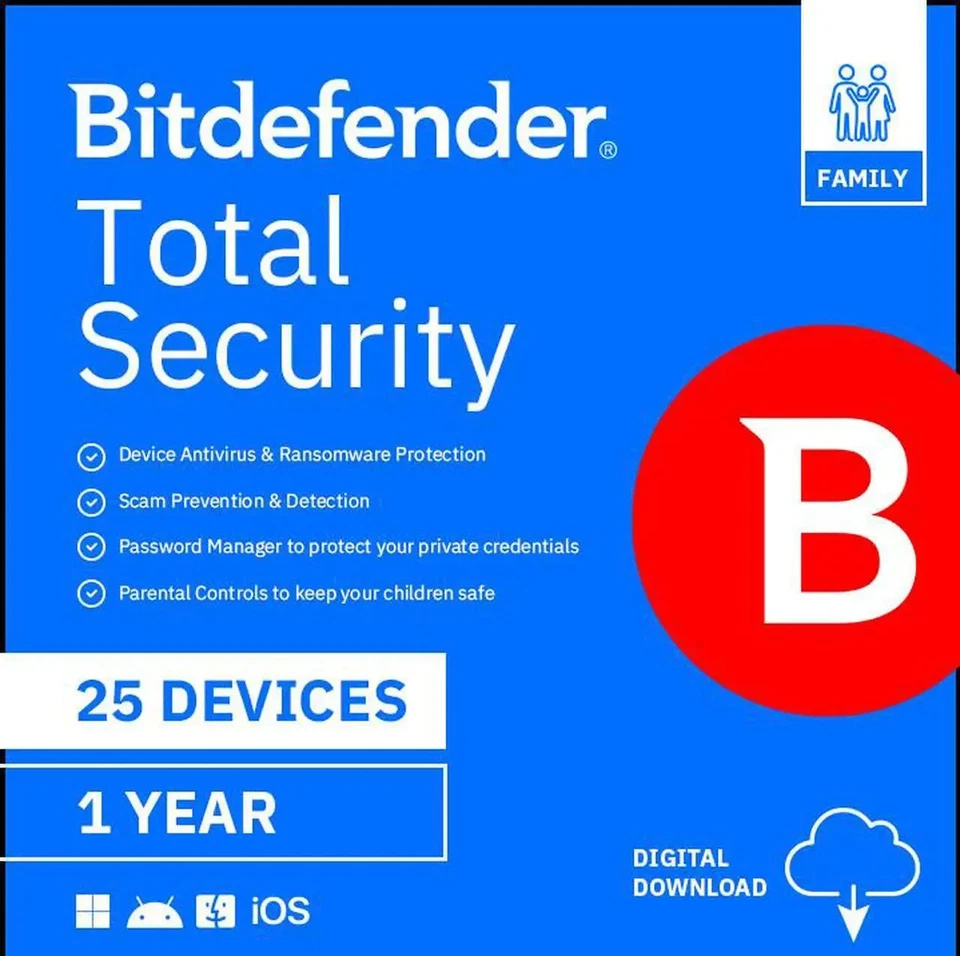 Bitdefender Premium Security Family 25 Devices / 1 Year. USA & Canada Only. Fast - Image 1 of 1