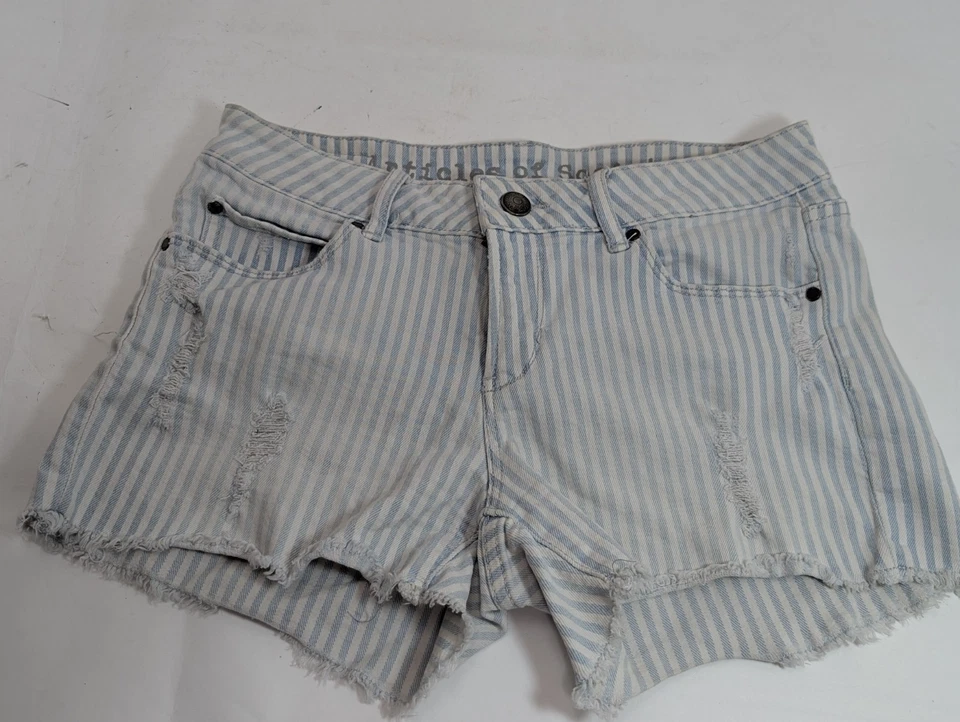 Pantalones Cortos Articles of Society Mujer 25 Azul Blanco Envejecido Madre Denim Algodón Foto 1 de 4