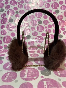 Real  Fur Earmuffs, Velvet Headband in BROWN #3 - Picture 1 of 4