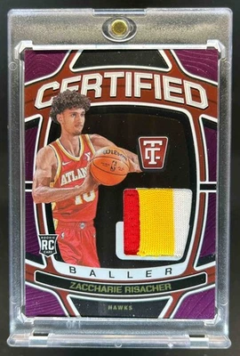 Parche de bailarina Zaccharie Risacher 2024-25 totalmente certificado espejo púrpura RC #/99 Foto 1 de 2