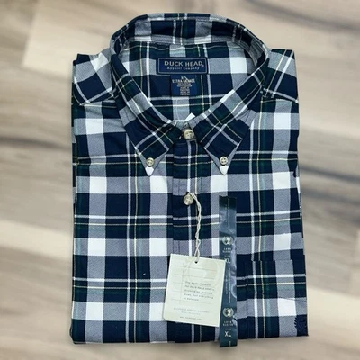 Camisa de manga larga a cuadros Oxford DUCK HEAD talla XL vintage azul algodón Foto 1 de 4