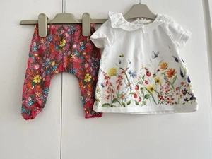 Baby Girls NEXT 3-6 Months Flowers Floral Trouser Set Outfit GC - Picture 1 of 10