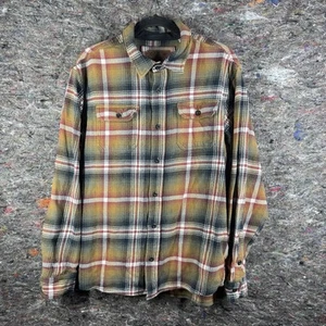 Orvis Shirt Mens Jacket Large Heavy Flannel White Yellow Plaid Lumberjack - Picture 1 of 15