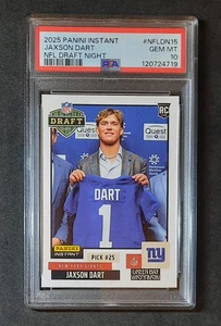 Tarjeta de novato Jaxson Dart 2025 PSA 10 Panini Draft Night New York Giants - Imagen 1 de 2