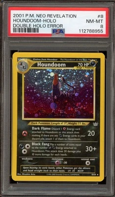Pokemon Houndoom Neo Revelation Unlimited Holo Rare #8 DOUBLE HOLO ERROR PSA 8 - Image 1 of 2