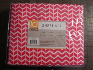 Intelligent Design Chevron Ultra Soft Microfiber Sheet Set, Pink, Queen NEW - Picture 1 of 2